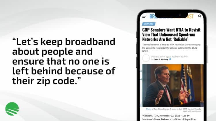 US Sentate support for FWA Lets keep broadband about people and ensure that no one is left behind because of their zip code